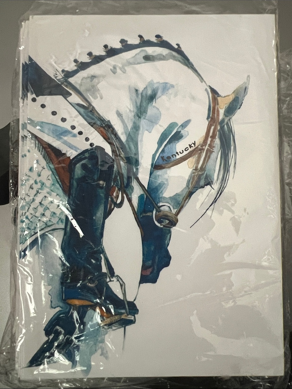 Blue and White Horse Art Print - Home Accents
